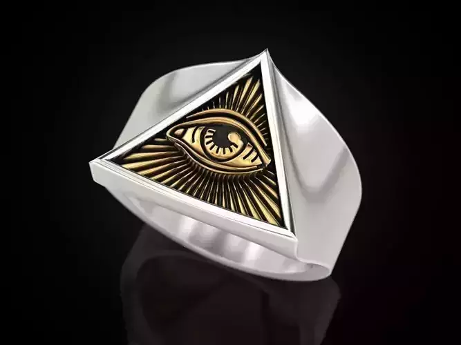 All seeing eye triangle ring 3D print model
