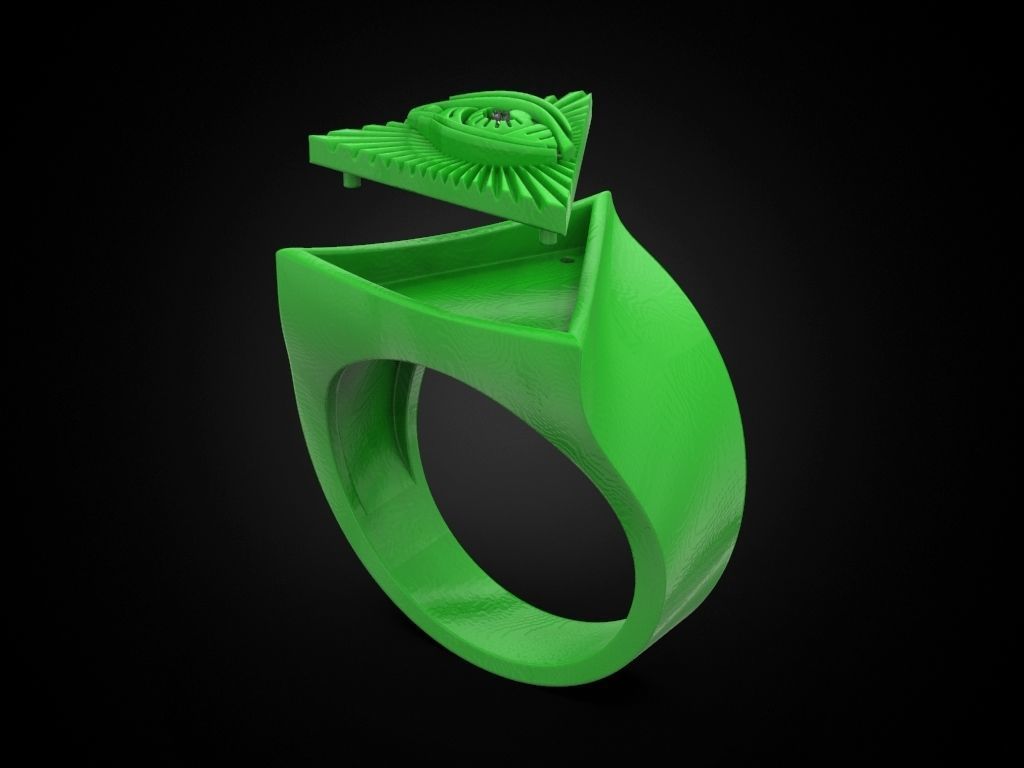 All seeing eye triangle ring 3D print model_5