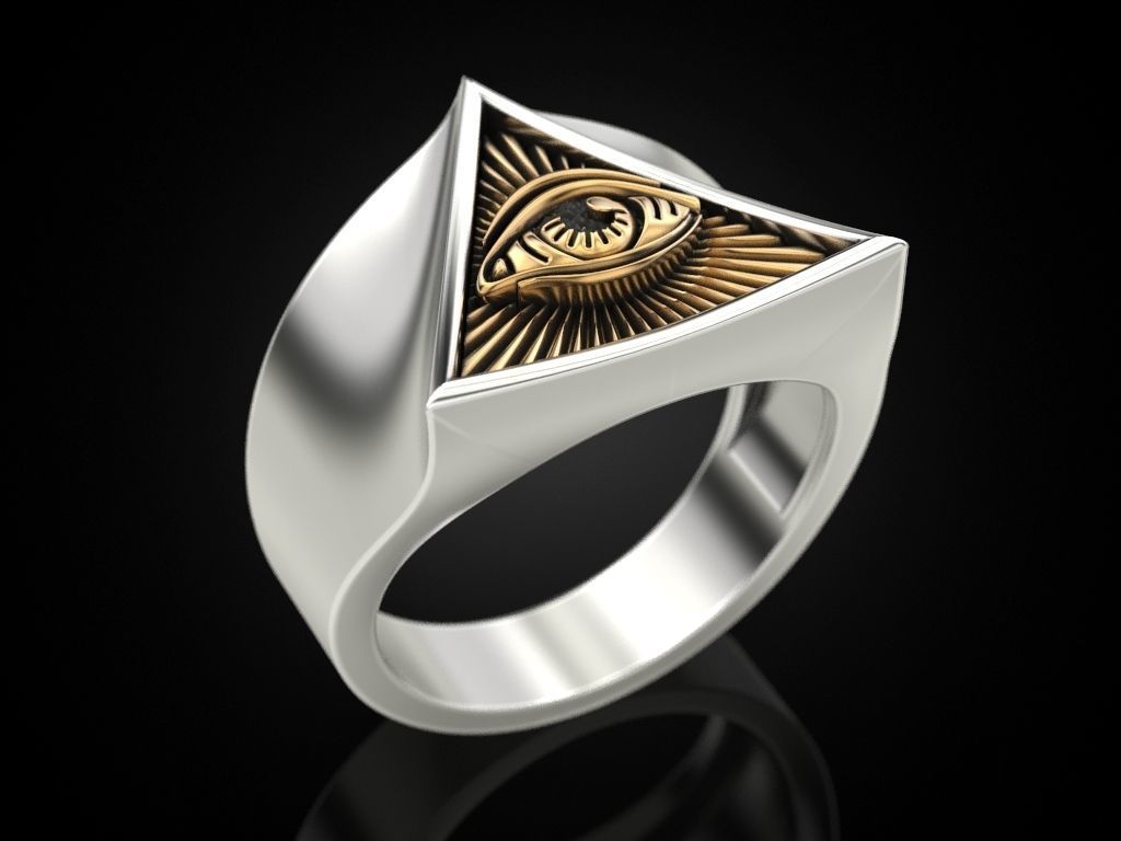 All seeing eye triangle ring 3D print model_3