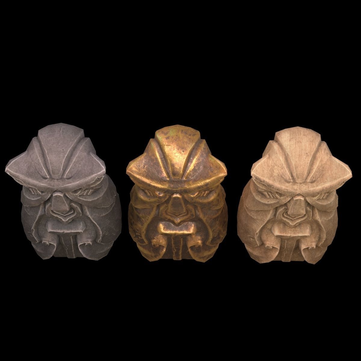 Totem three owl statues 3D model_6