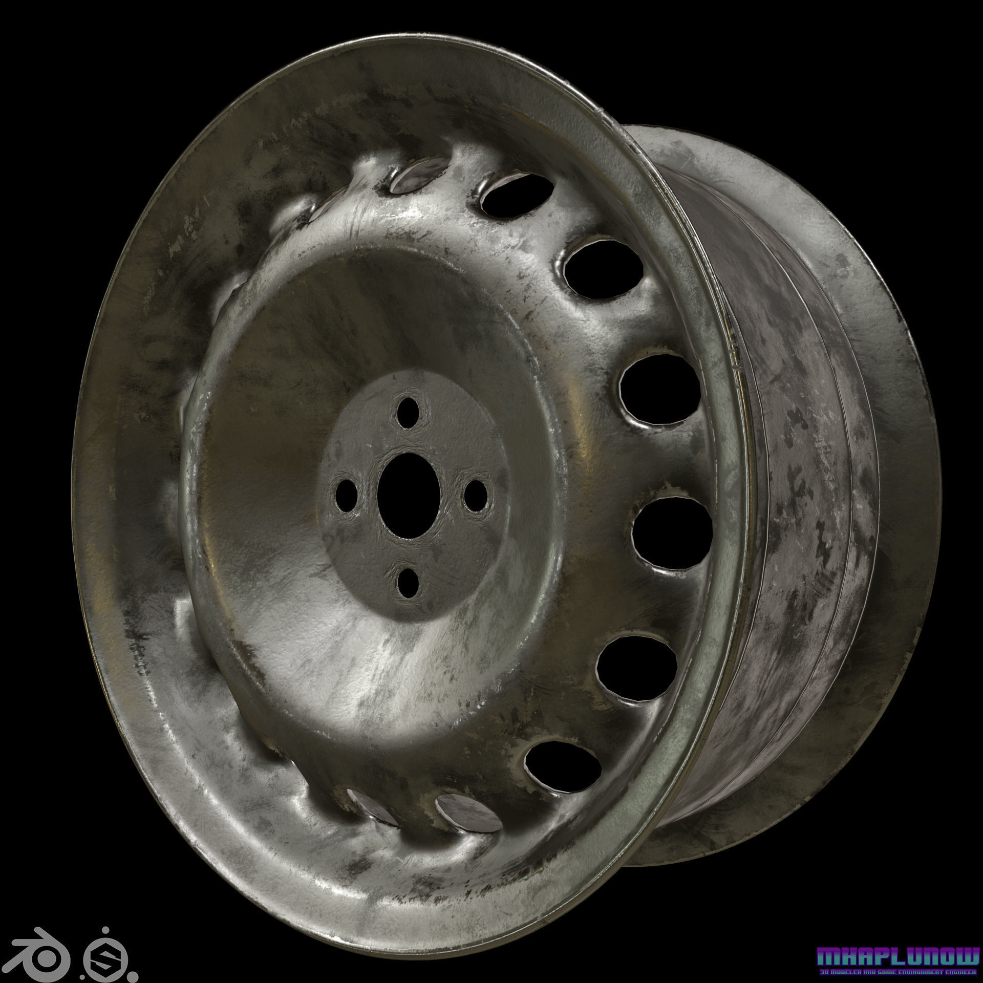 LADA Dirty Rim game ready by mkaplunow Low-poly 3D model_1