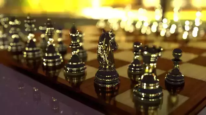 Chess board with pieces