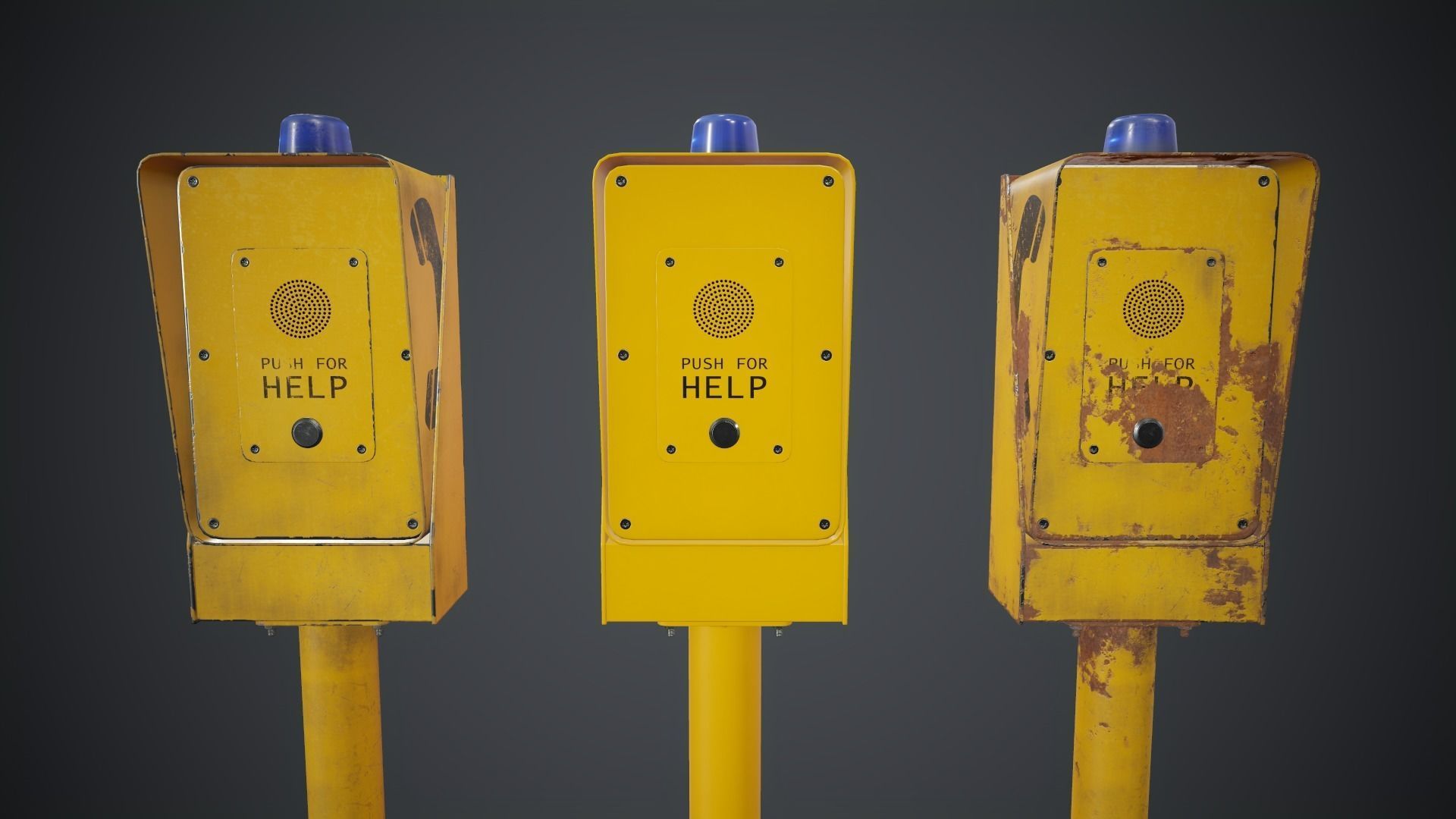 Emergency Call Box 1 PBR Game Ready Low-poly 3D model_2