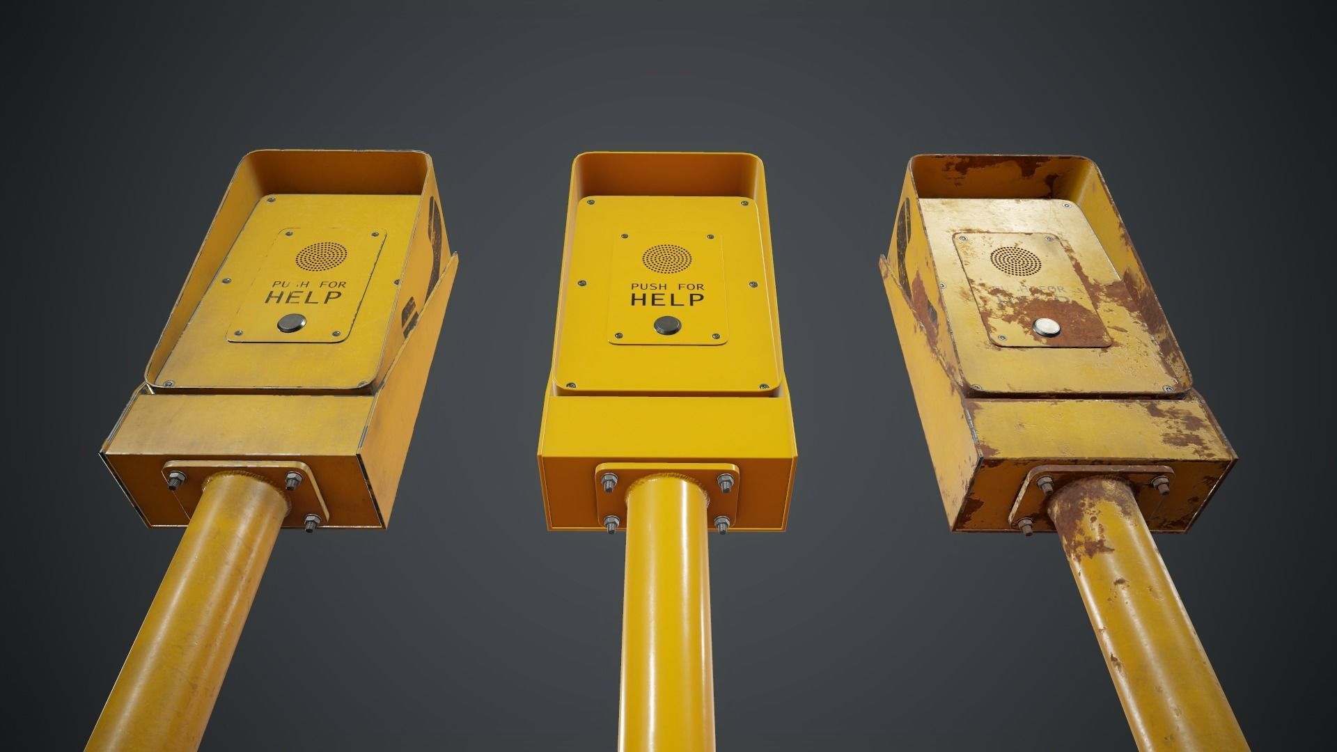Emergency Call Box 1 PBR Game Ready Low-poly 3D model_4