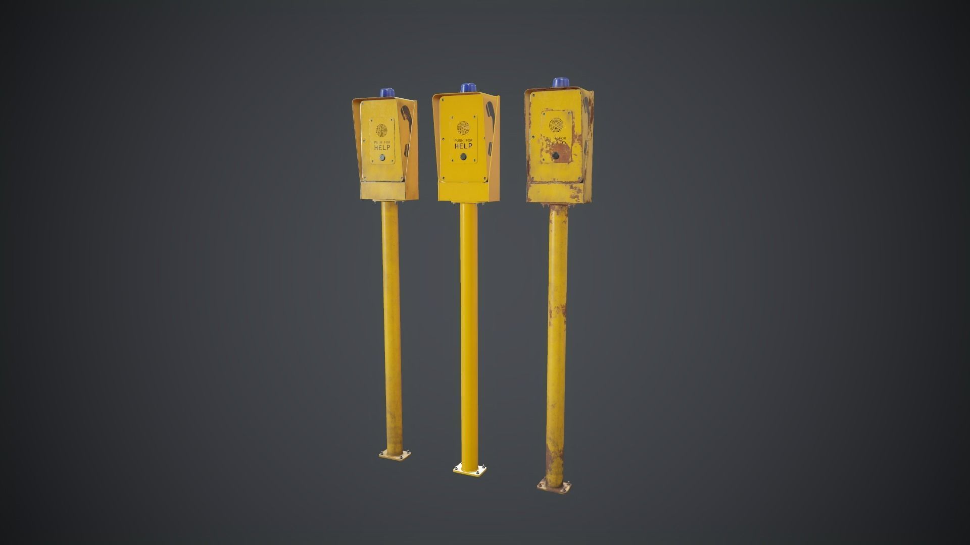 Emergency Call Box 1 PBR Game Ready Low-poly 3D model_1