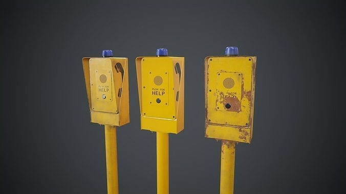 Emergency Call Box 1 PBR Game Ready Low-poly 3D model