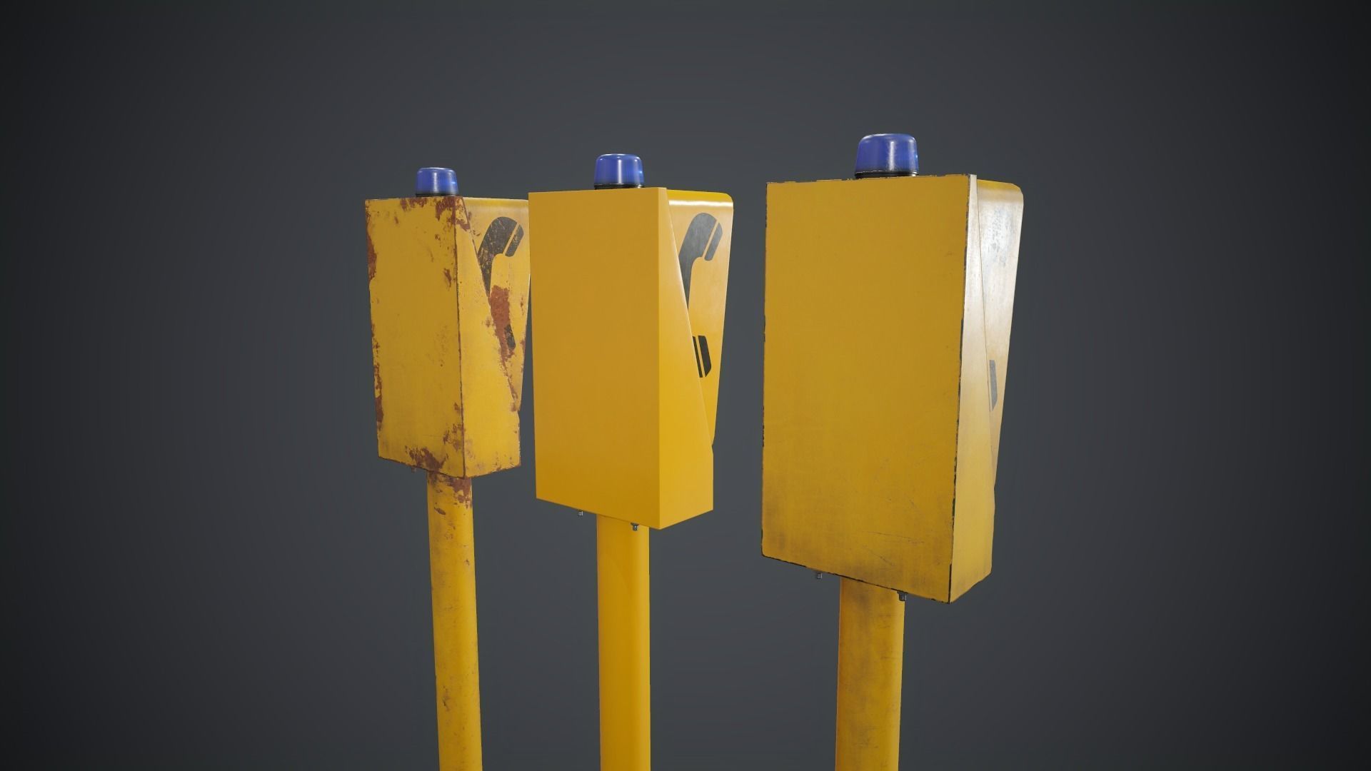 Emergency Call Box 1 PBR Game Ready Low-poly 3D model_3
