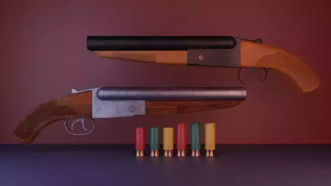 Sawed Off Shotgun Free low-poly 3D model