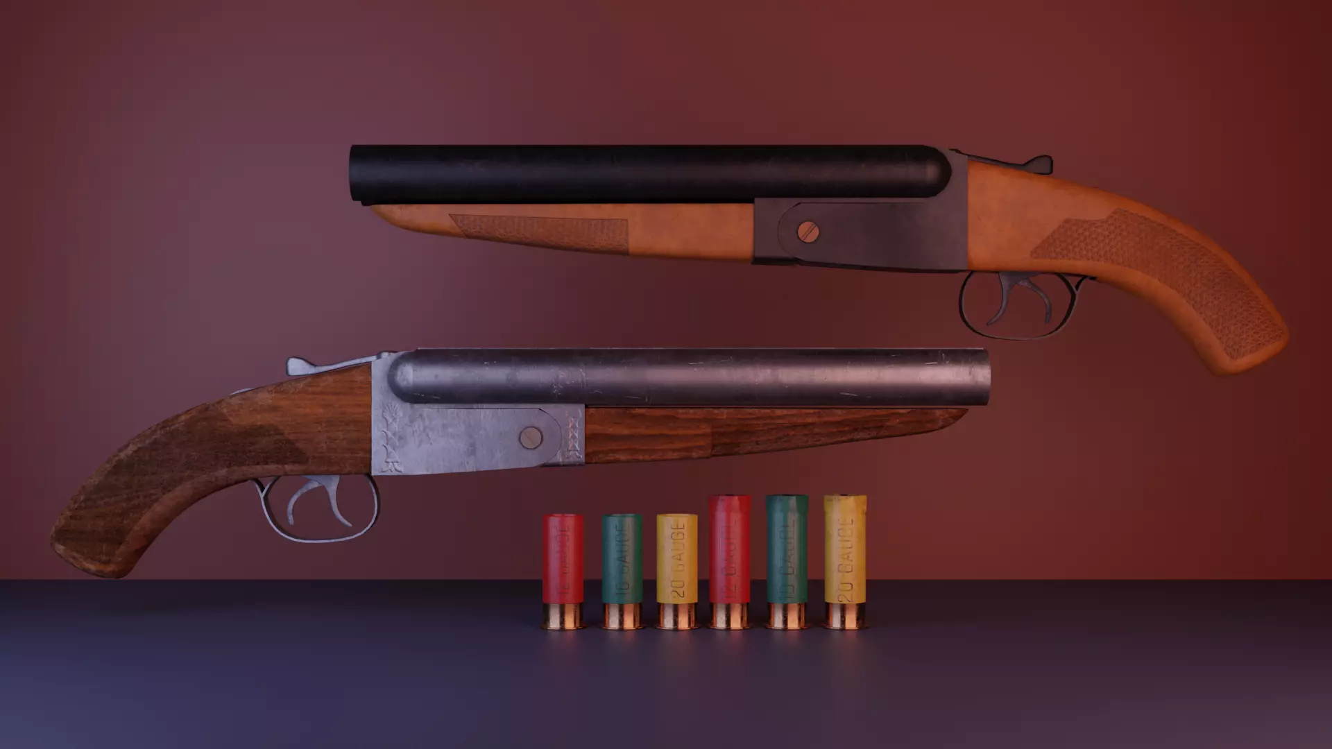 Sawed Off Shotgun Free low-poly 3D model