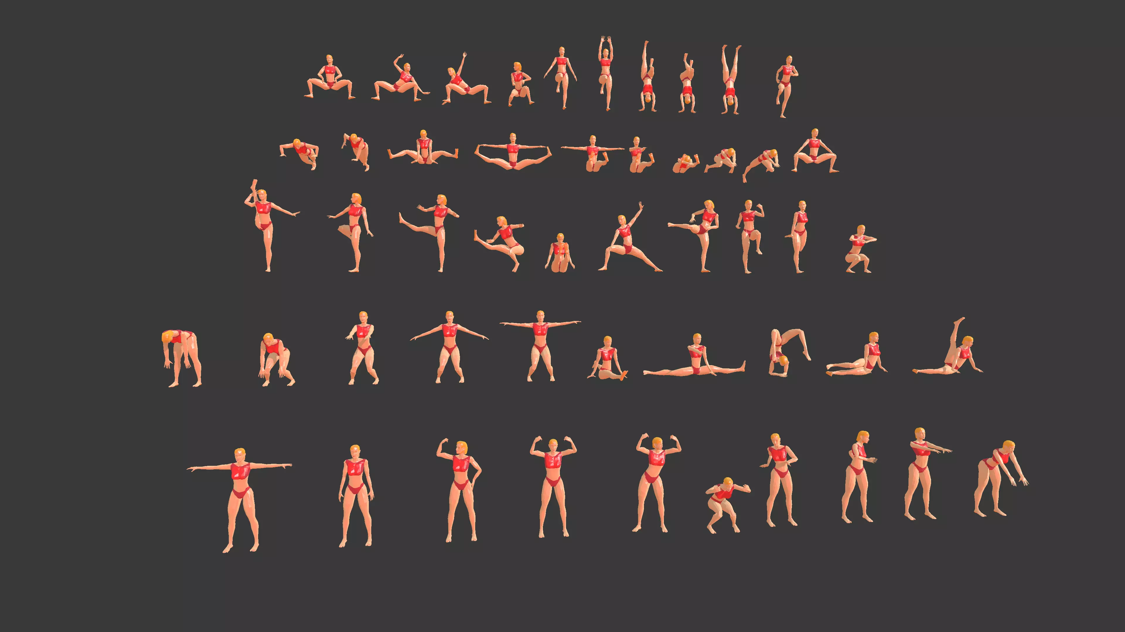 Low poly  3D model -ArchViz -Beach woman -50 Beach Sport Poses  Low-poly 3D model_0