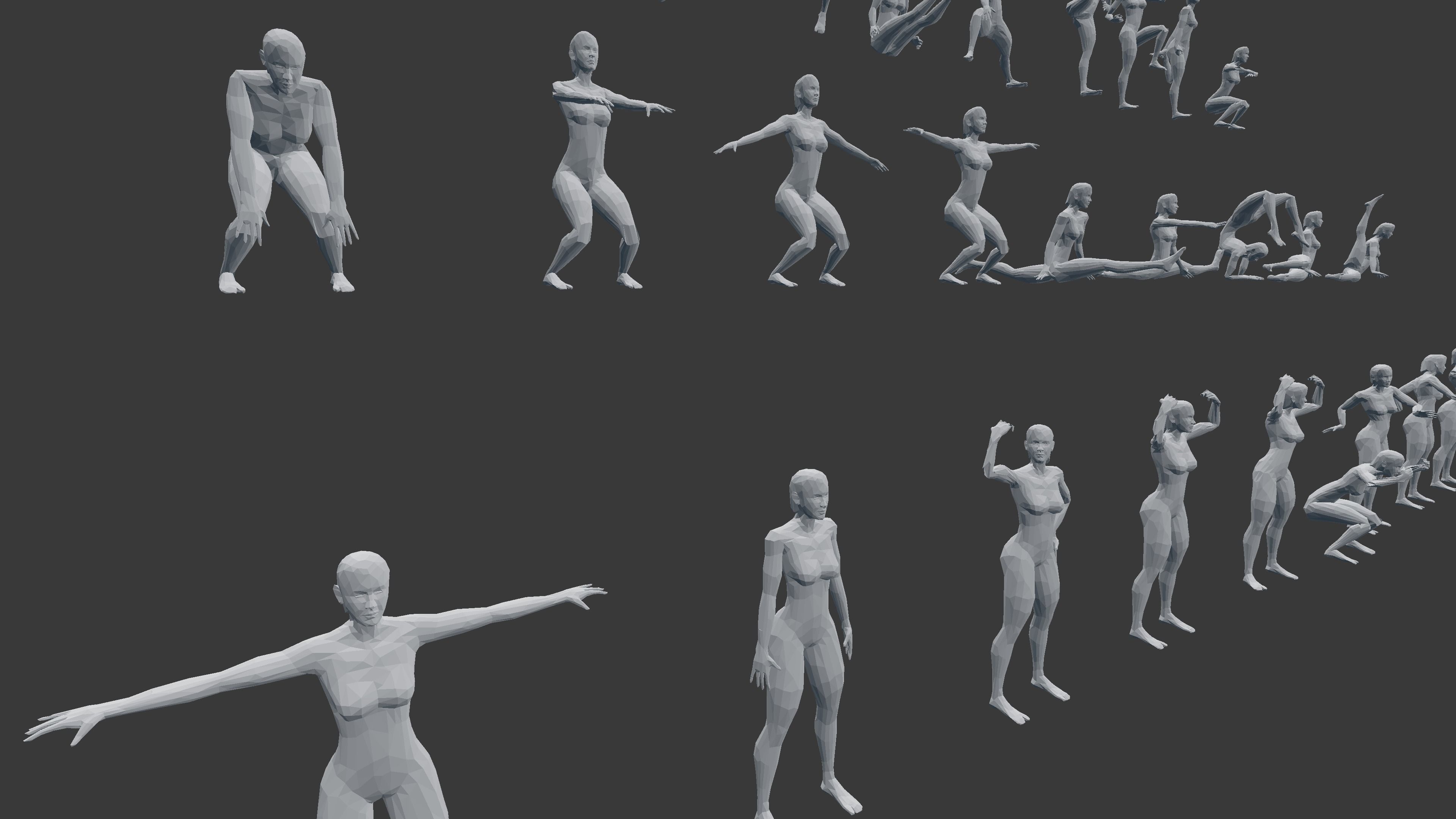 Low poly  3D model -ArchViz -Beach woman -50 Beach Sport Poses  Low-poly 3D model_1