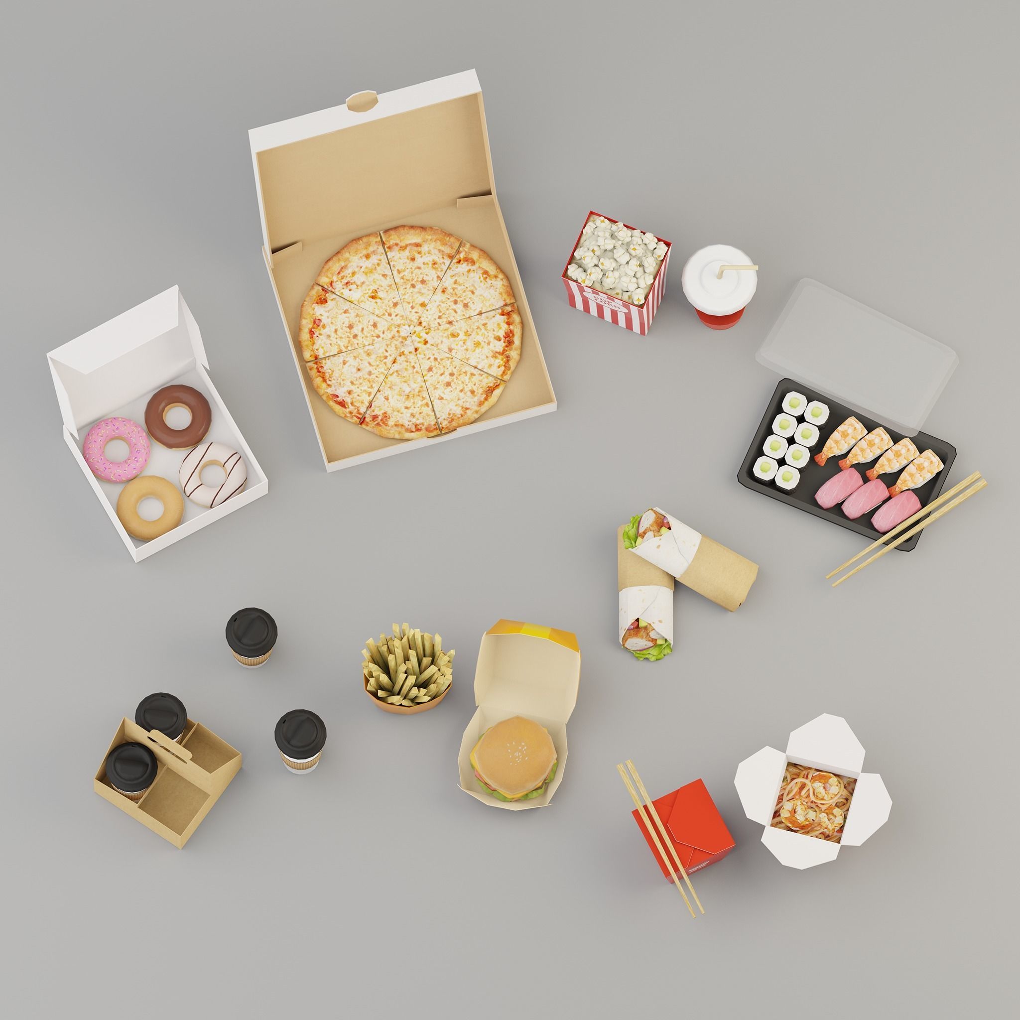 Takeaway Fast Food High G43 Low-poly 3D model_4