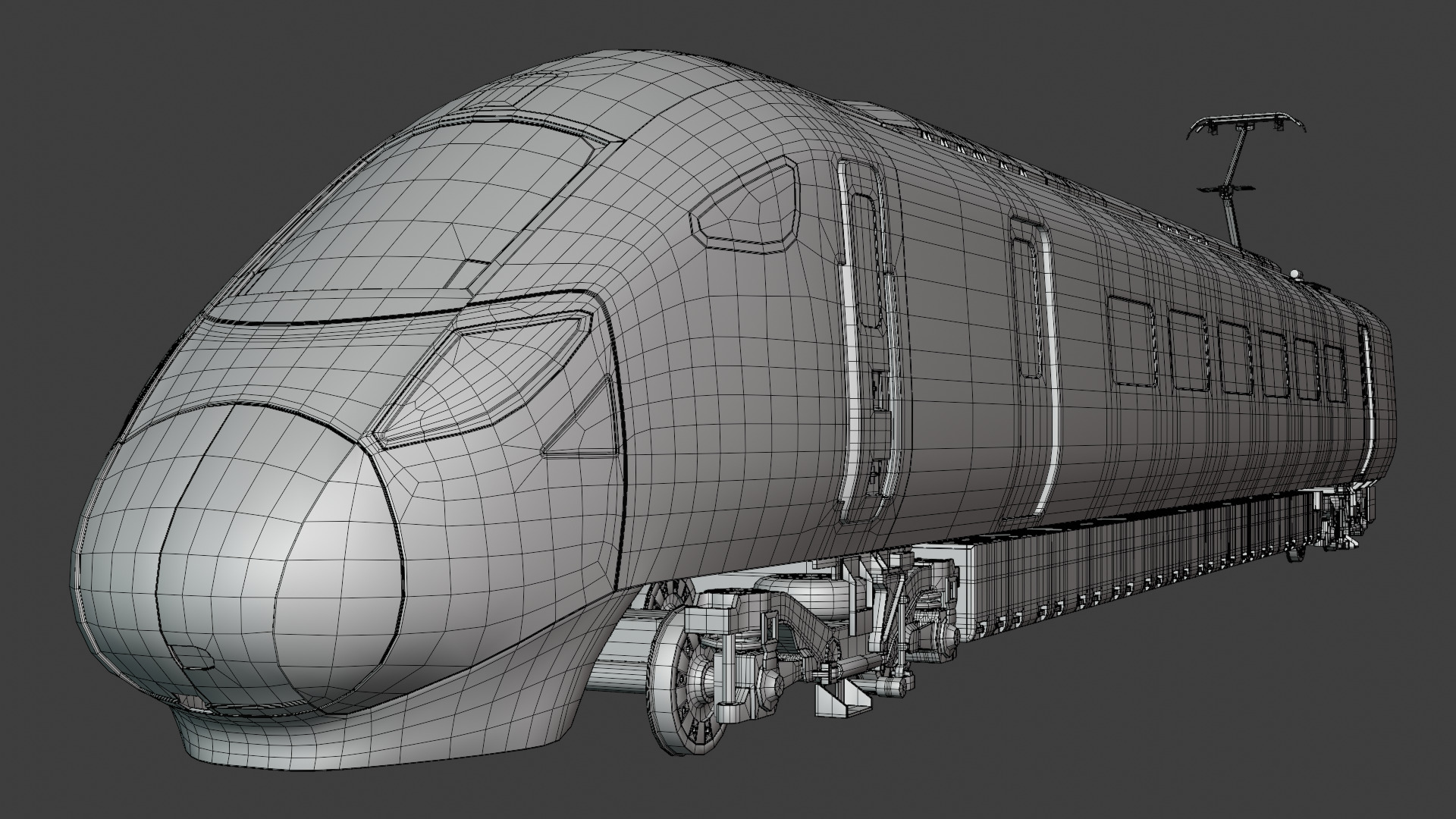 Hitachi Azuma locomotive exterior 3D model_4