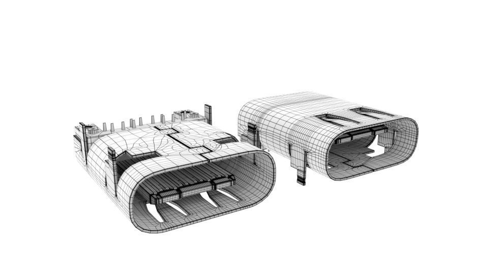 USB 3 1 Type C Female Connector 3D model_4
