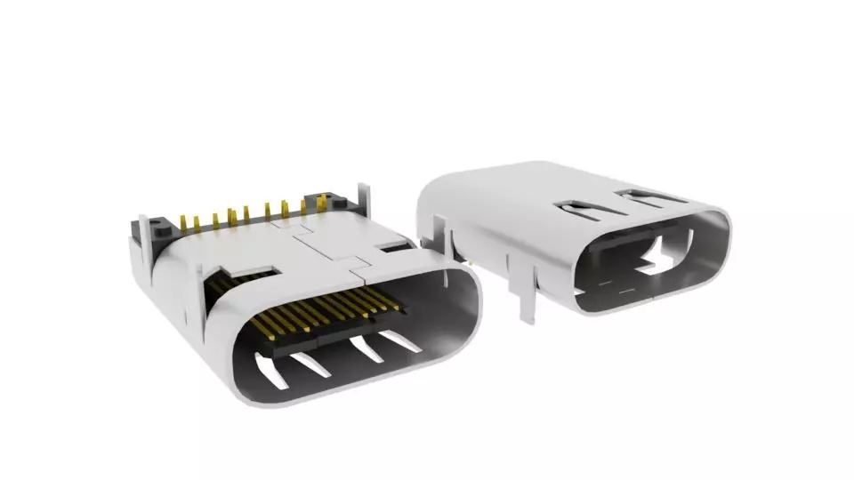 USB 3 1 Type C Female Connector 3D model_0