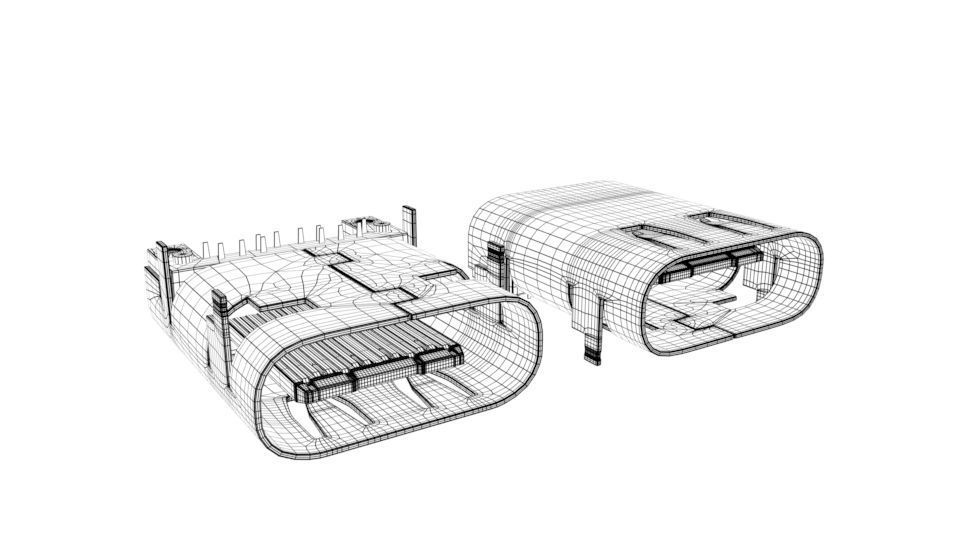 USB 3 1 Type C Female Connector 3D model_3