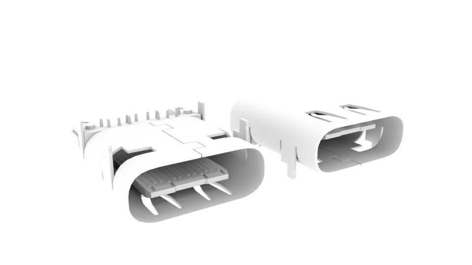 USB 3 1 Type C Female Connector 3D model_1