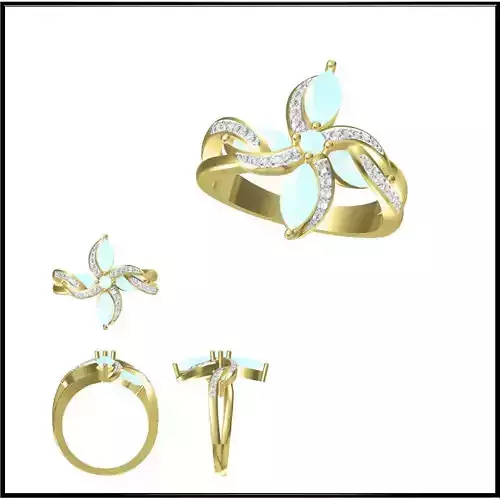 JCD Format Elegant gold color stone rings metal file