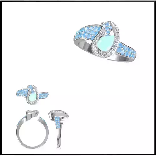 JCD Format Elegant gold color stone rings jewellery 3dm files