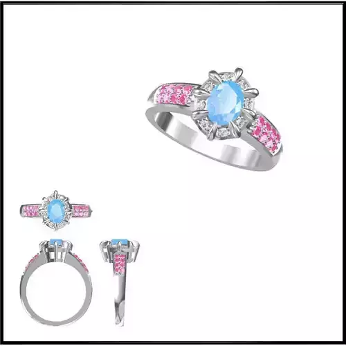 JCD Format  Elegant gold color stone rings cad cam jewelry