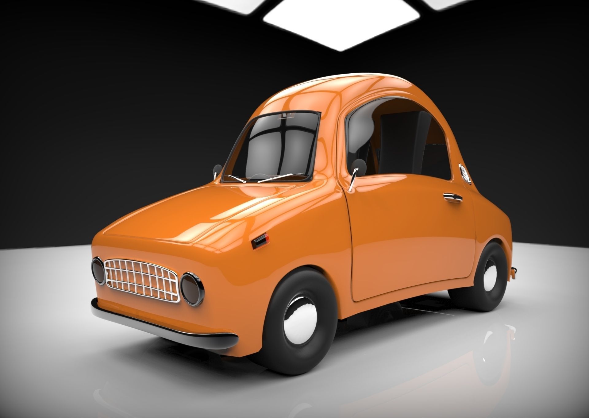 funny cartoon car  Low-poly 3D model_5
