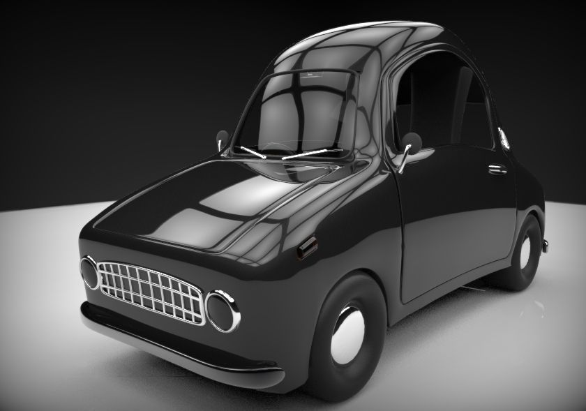 funny cartoon car  Low-poly 3D model_3