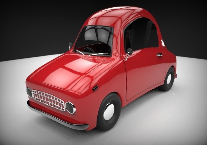 funny cartoon car  Low-poly 3D model_4