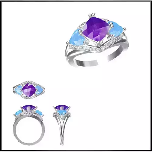 JCD Format  Color stone rings sets ring cad