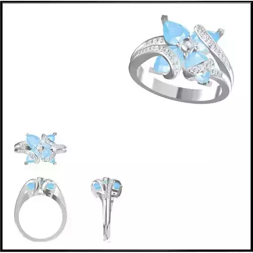 JCD Format  Color stone rings sets rhino 3d jewelry