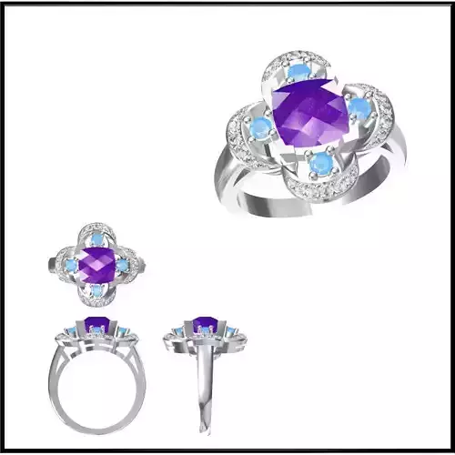 JCD Format Color stone rings sets jewelry cad programs