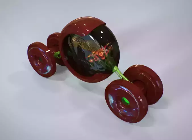 Pine C toy car with flower 3D model
