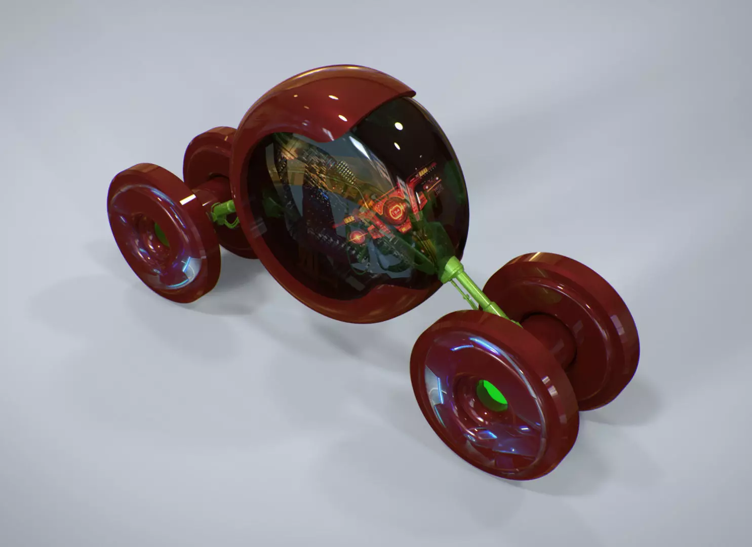 Pine C toy car with flower 3D model_0