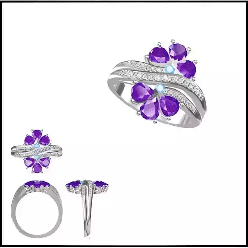 JCD Format Color stone rings sets jewelry cad cam masters