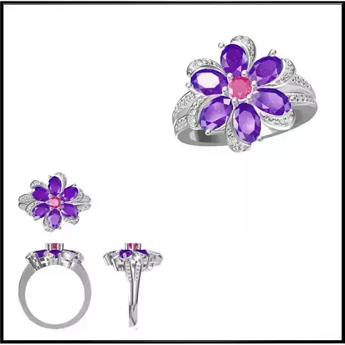 JCD Format Color stone rings sets jewellery design