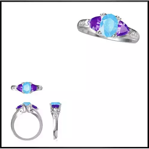 JCD Format Color stone rings sets cad ring design