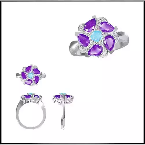 JCD Format Color stone rings sets cad jewellery design