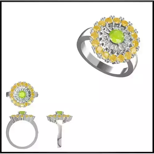 JCD Format Color stone rings sets cad Color stone ring