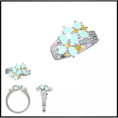 JCD Format Color stone rings sets autodesk jewelry design