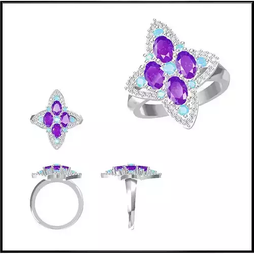 JCD Format Color stone rings sets 3d jewelry files for sale