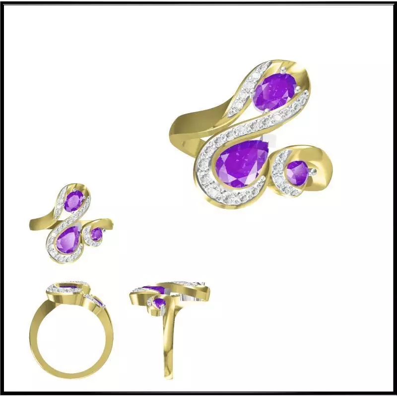 JCD Format Antique color stone rings ring cad 3D print model