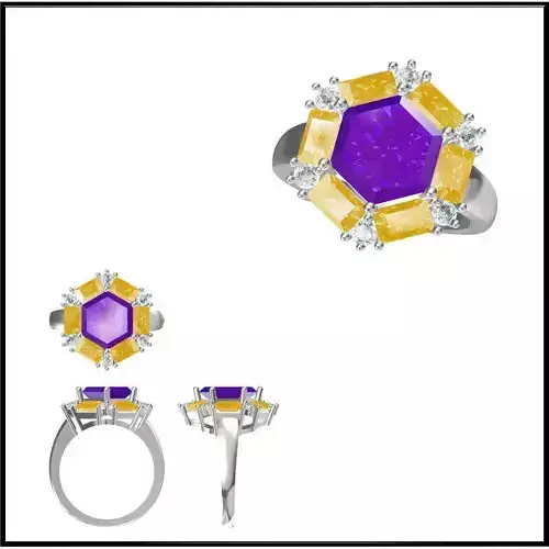 JCD Format Antique color stone rings rhino 3d jewelry