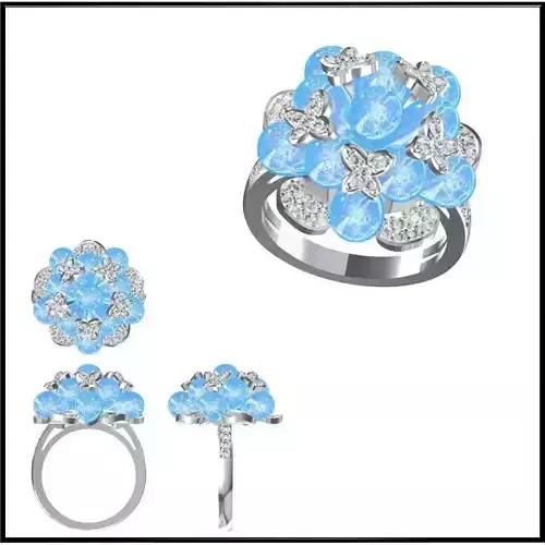 JCD Format Antique color stone rings jewellery cad design