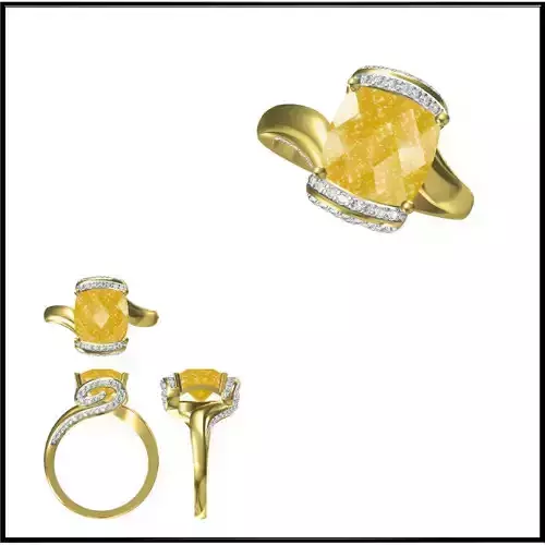 JCD Format Antique color stone rings cad cam jewelry design