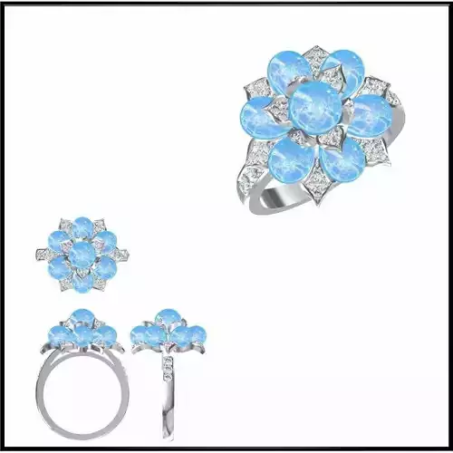 JCD Format Antique color stone rings cad cam jewelry