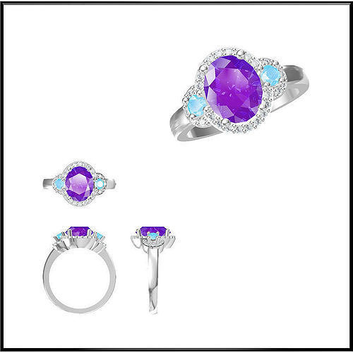 JCD Format Antique color stone rings 3dm jewelry 3D print model