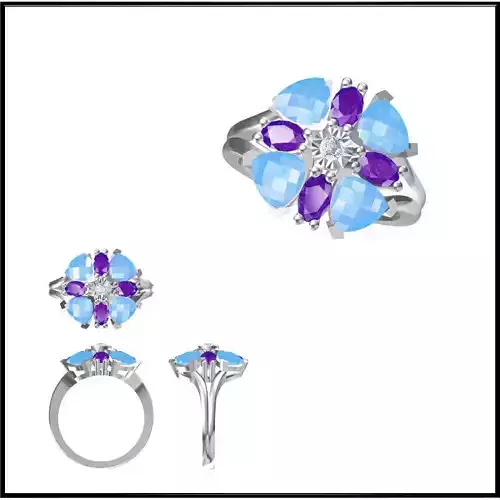 JCD Format Affordable Color stone rings jewelry cad