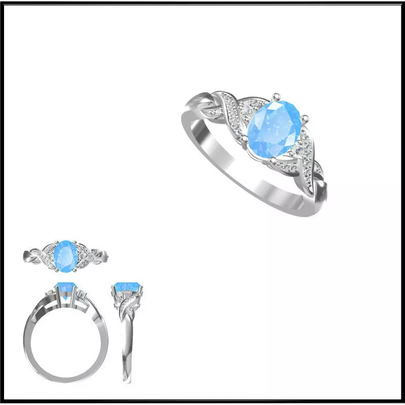 JCD Format Affordable Color stone rings cad ring design 3D print model