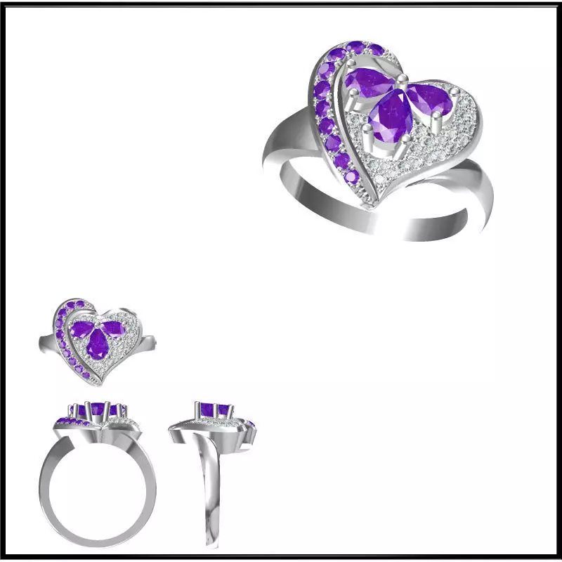 JCD Format Affordable Color stone rings cad cam jewelry design 3D model ...