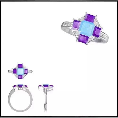 JCD Format Affordable Color stone rings 3dm jewelry