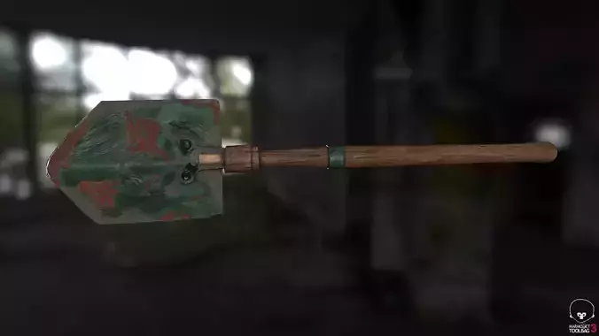 Old Steampunk Shovel Low-poly 3D model
